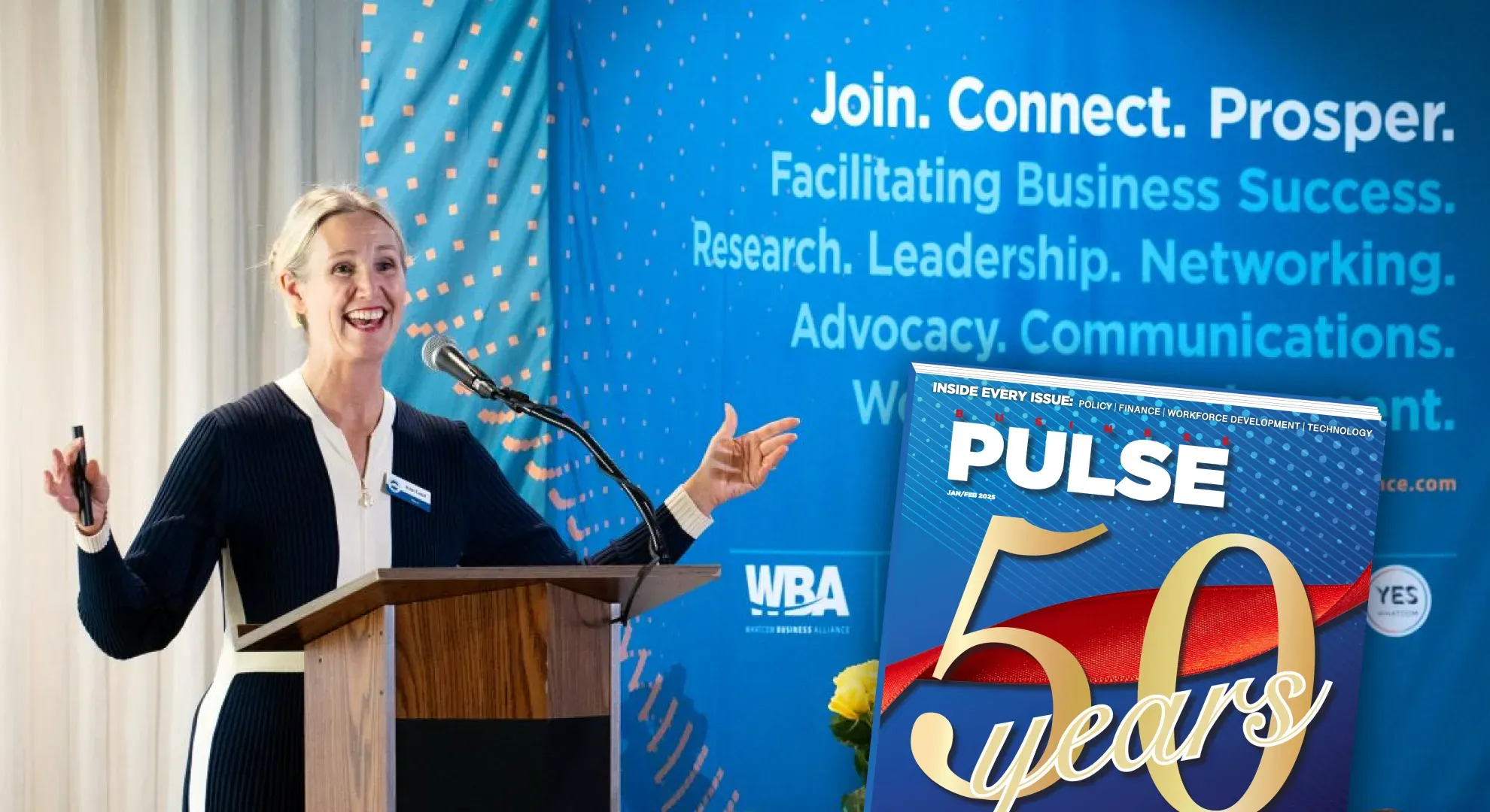 Kim Lund speaking at the whatcom business alliance event